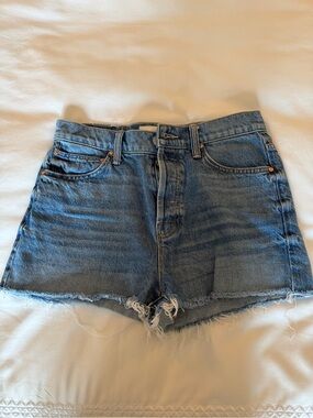 MOTHER Light Blue High-Rise Cutoff Denim Shorts